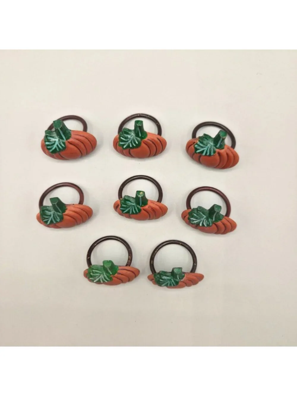 Pumpkin Shaped Cast Iron Napkin Rings Fall Table Decor Thanksgiving Set of 8